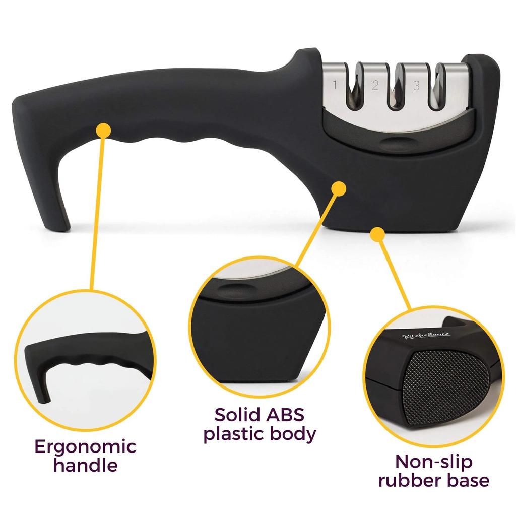 3-úrovňový brousek Ruční brousek na nože Brousek na kuchyňské nože s protiskluzovou základnou