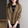 Women's V-Neck Knitted Sweater - 2026 Autumn/Winter, Loose Fit, Versatile, Fashionable Knitwear, Casual Lazy Style.