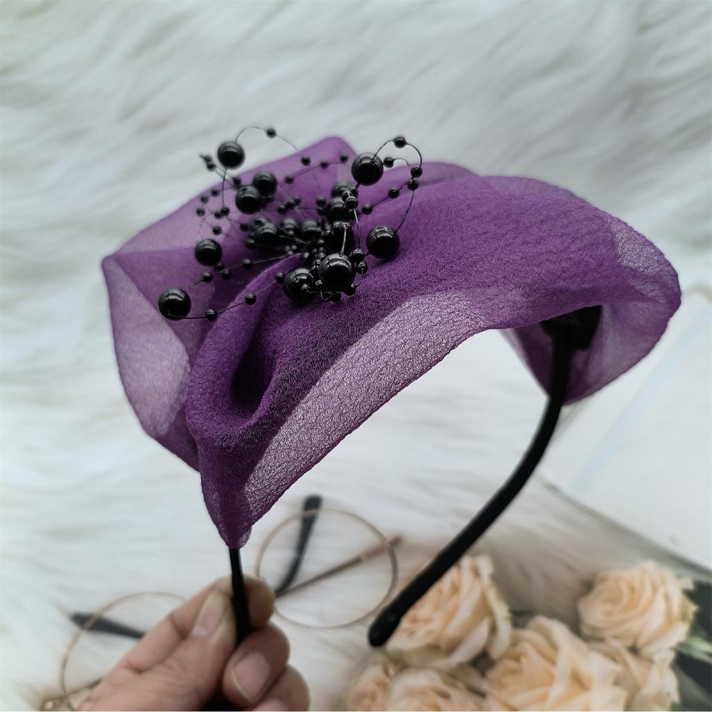 Fascinator Headband Hat for Women with Beaded Hair Accessory Headpiece Hair Decoration Headwear for Party Weddings Event