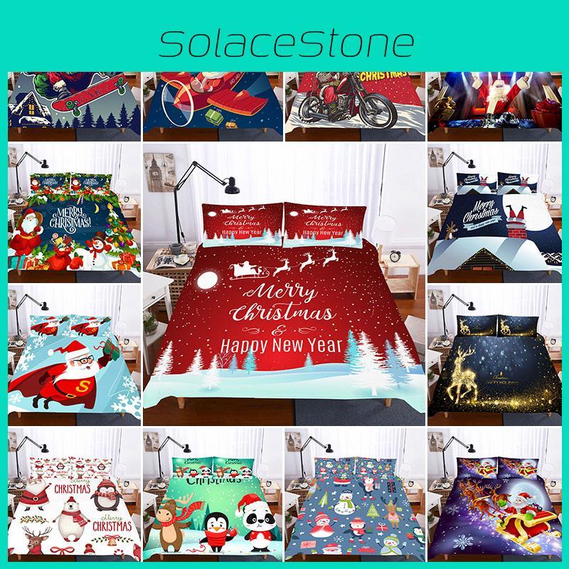 Santa Claus Christmas Quilt Duvet Cover Set With Soft Polyester Material**