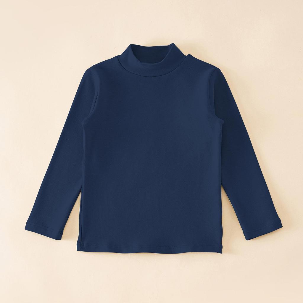 2024 Kids' Warm Long-Sleeve Mid-Collar Cotton T-Shirt for Autumn & Winter
