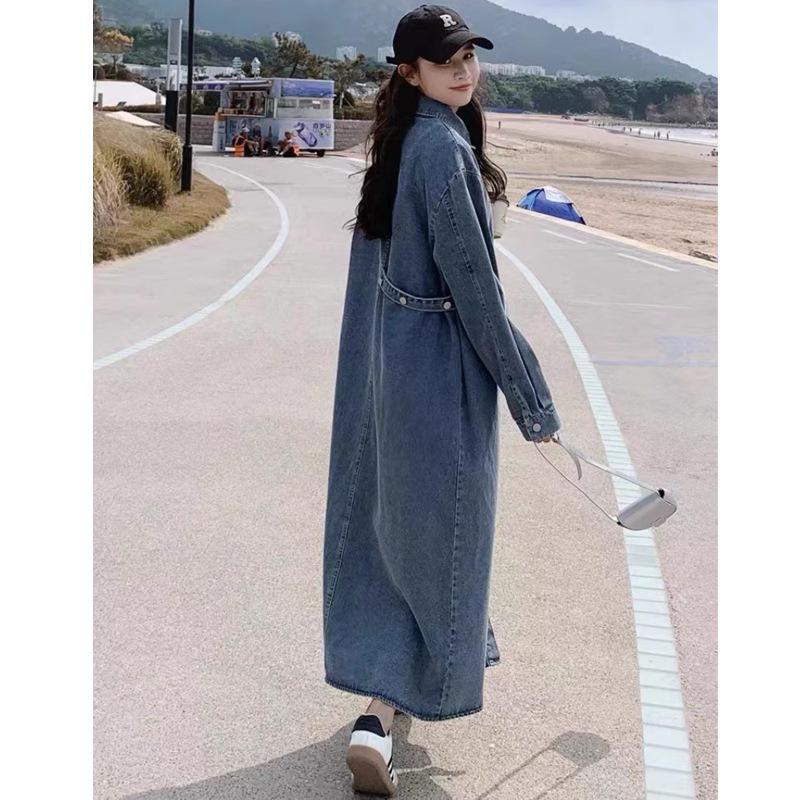 Women's Retro Long Sleeve Loose Denim Dress