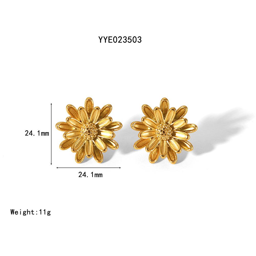 Цветок Нержавеющая Сталь Пусета Золотой Цвет Маргаритка Прокол Пусета Серьга Аксессуар