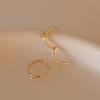 Taupe 14k Gold Basic Cubic Ring - One-touch Cubic Ring Earrings
