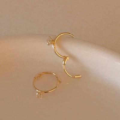Taupe 14k Gold Basic Cubic Ring - One-touch Cubic Ring Earrings