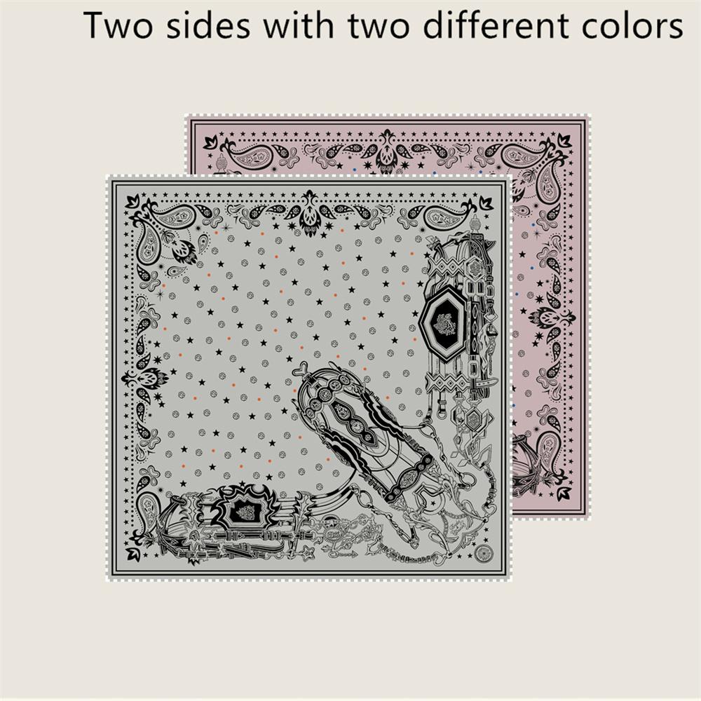 New Hand Rolled Twill Silk Scarf Women Fashion Double Side Printed Square Scarves Wraps Echarpes Foulards Femme Hijab 53CM