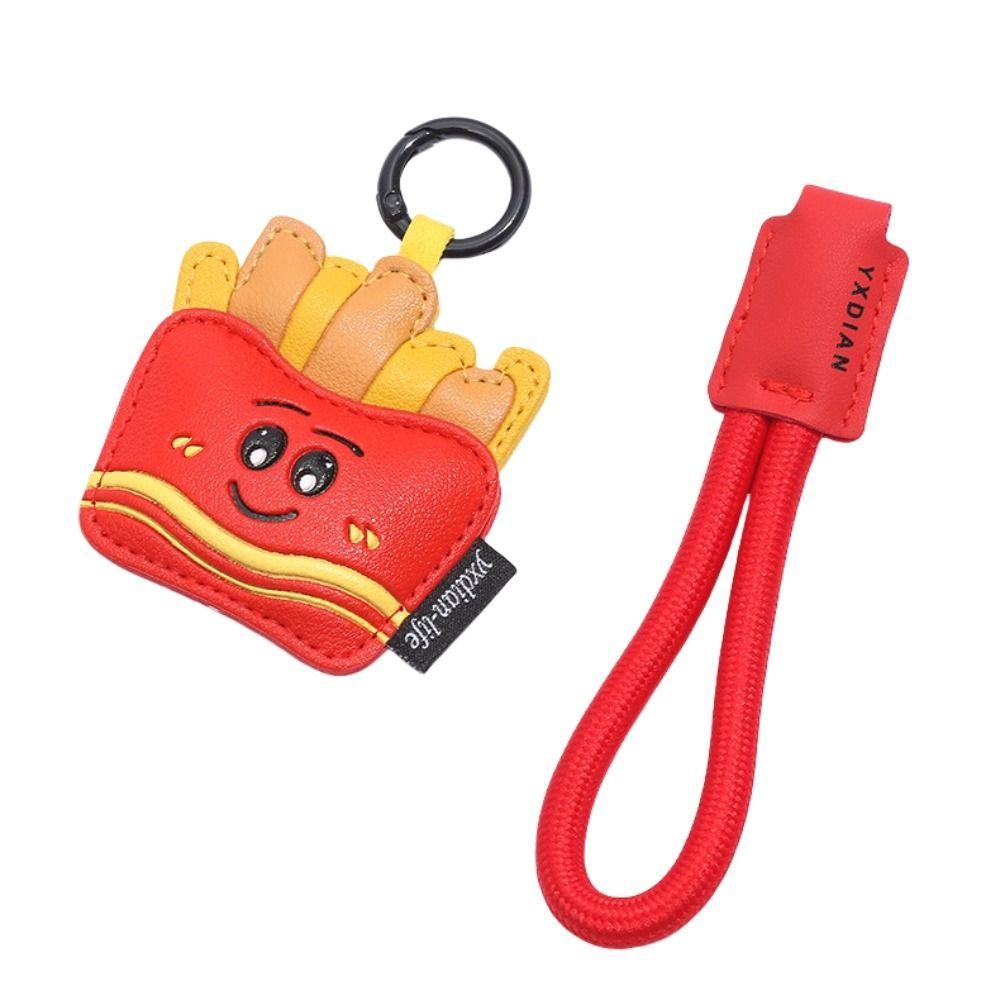 Cartoon Coffee Cup Shape Keychain French Fries Car Key Ring Cute Ice Cream Pendant Bag Key Decor