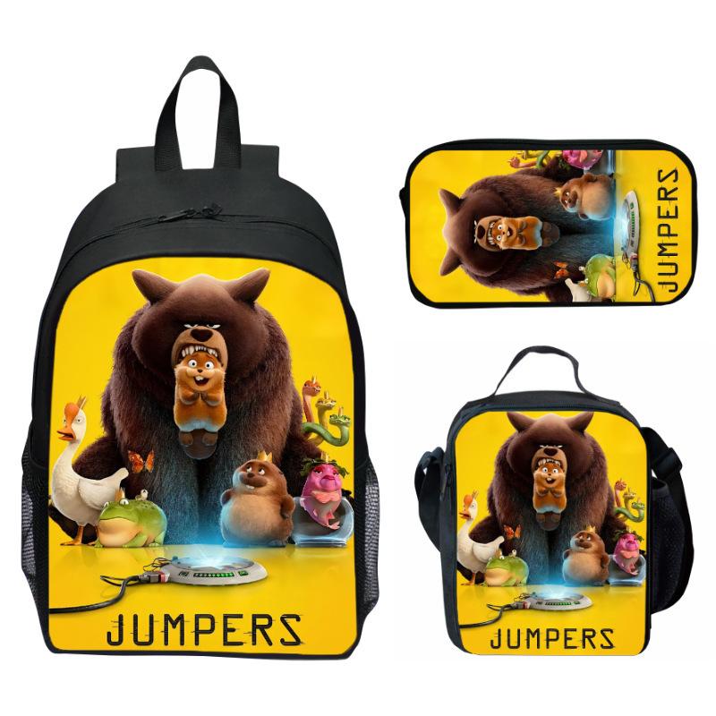 Hoppers Biber Metamorphose Druck 3-teiliges Set Schulrucksack Brottasche Federmäppchen Cartoon Schüler Set