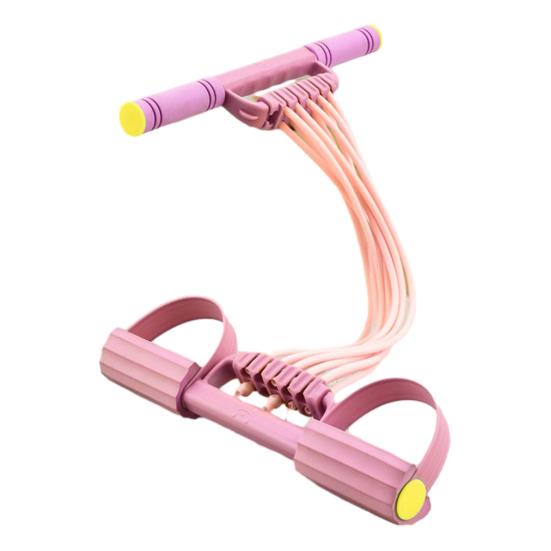 Pedal Resistance Band with Handle 10-Tube Pedal Ankle Puller Exerciser розовый
