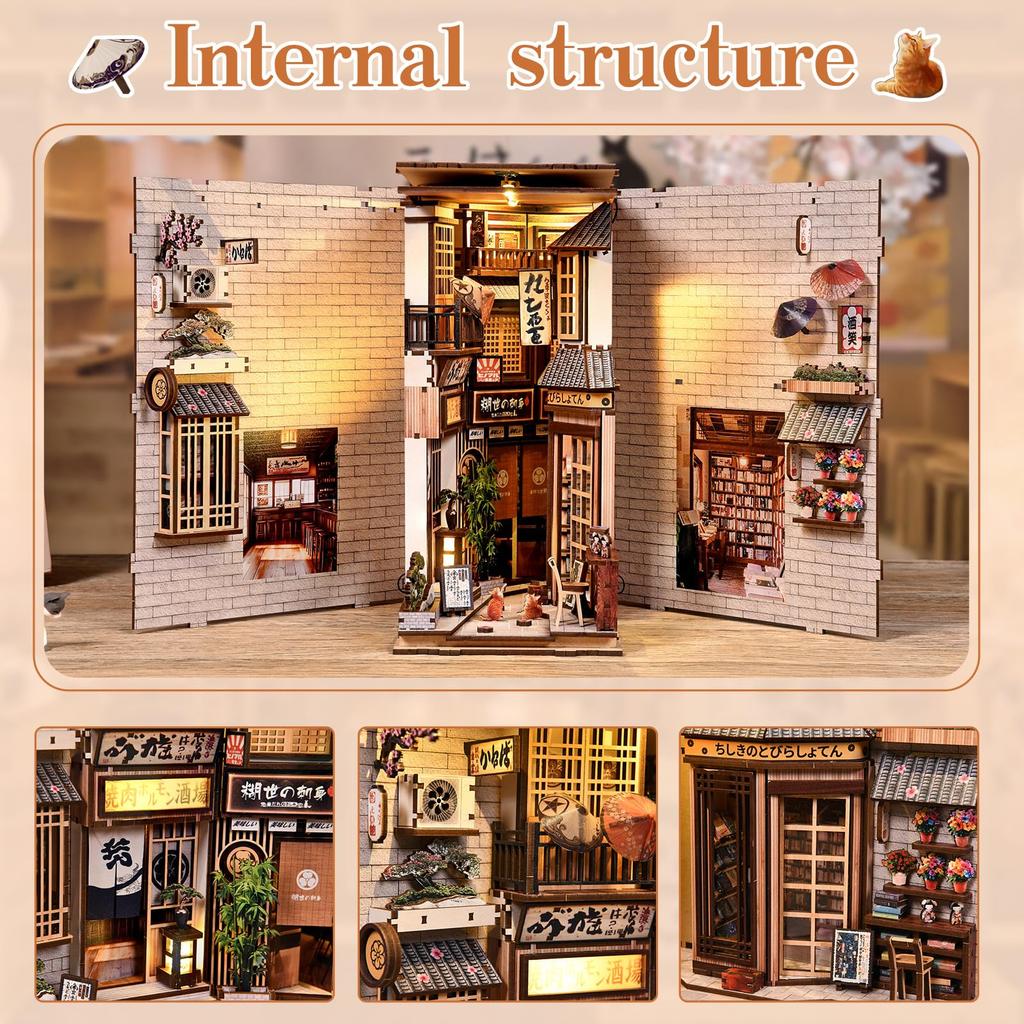 Wooden DIY Dollhouse Miniature 3D Bookstand Holiday Gift Architectural Scenario (Nekomachi no Kokogo)