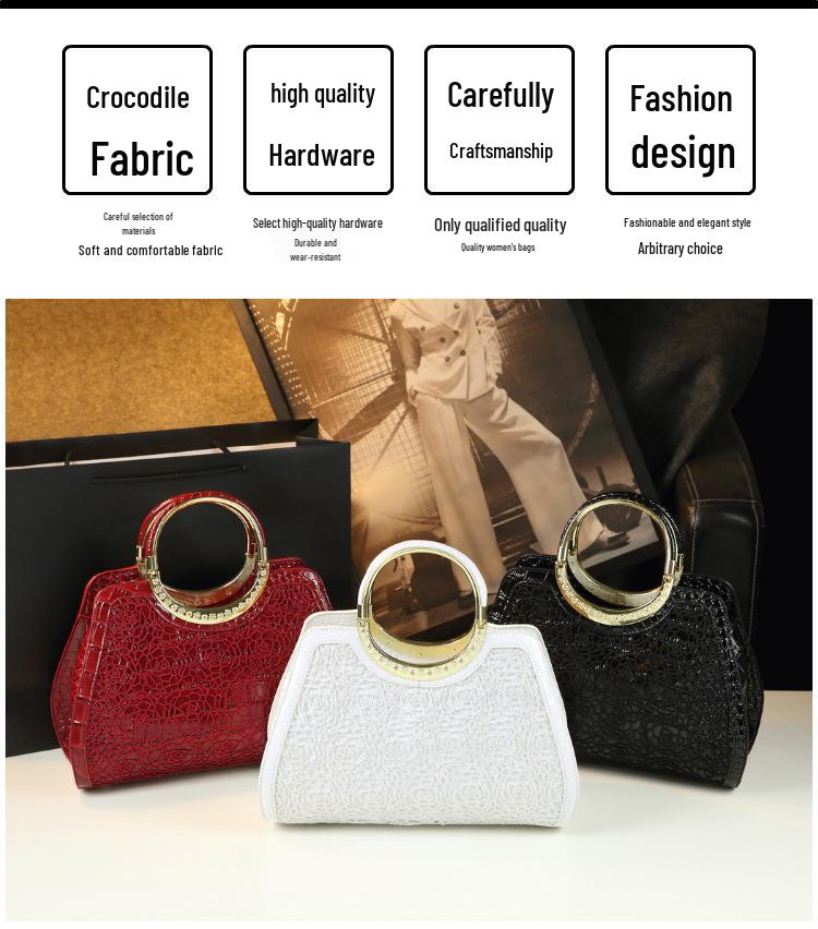 2025 New Fashion Women's Crocodile Pattern Handbag - Soft Leather, Large Capacity, Crossbody for Middle-Aged Women