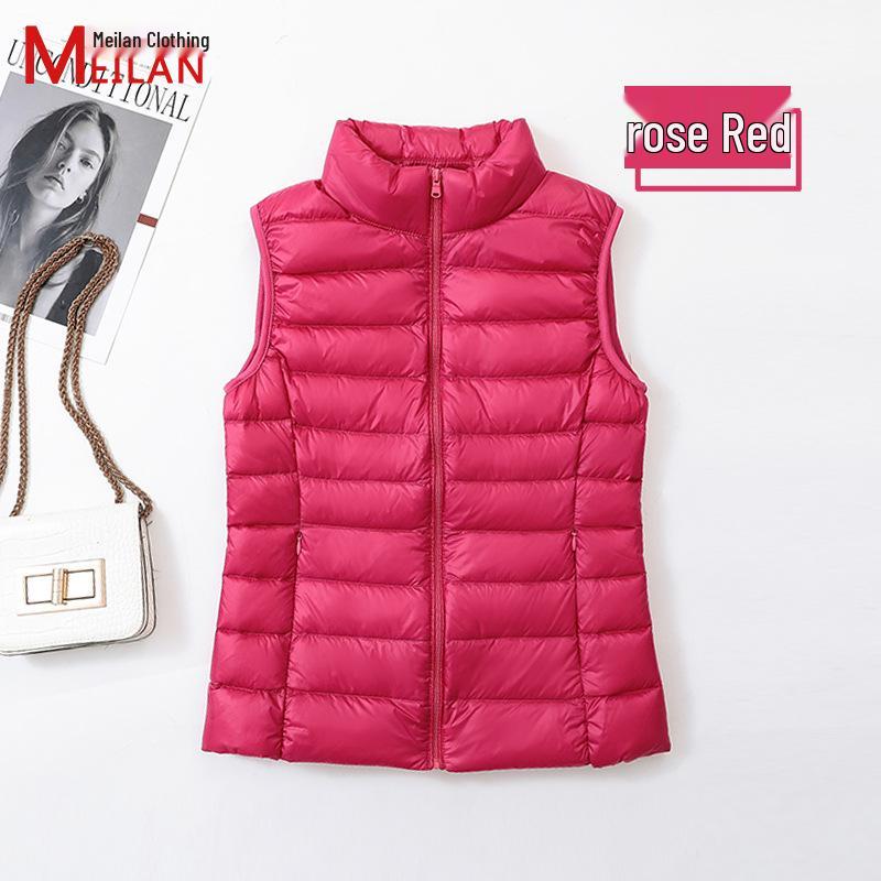 Women's Lightweight Short Down Vest - Sleeveless Winter Outerwear Jacket