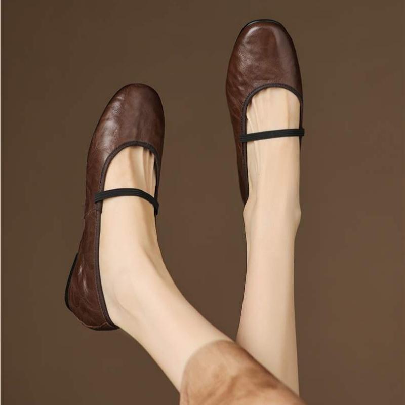 Fashion Women's Ballet Shoes Mary Jane Round Toe Casual Low Heel Shoes 2025 Autumn Fashion Wedding Party Temperament Women Flat Shoes