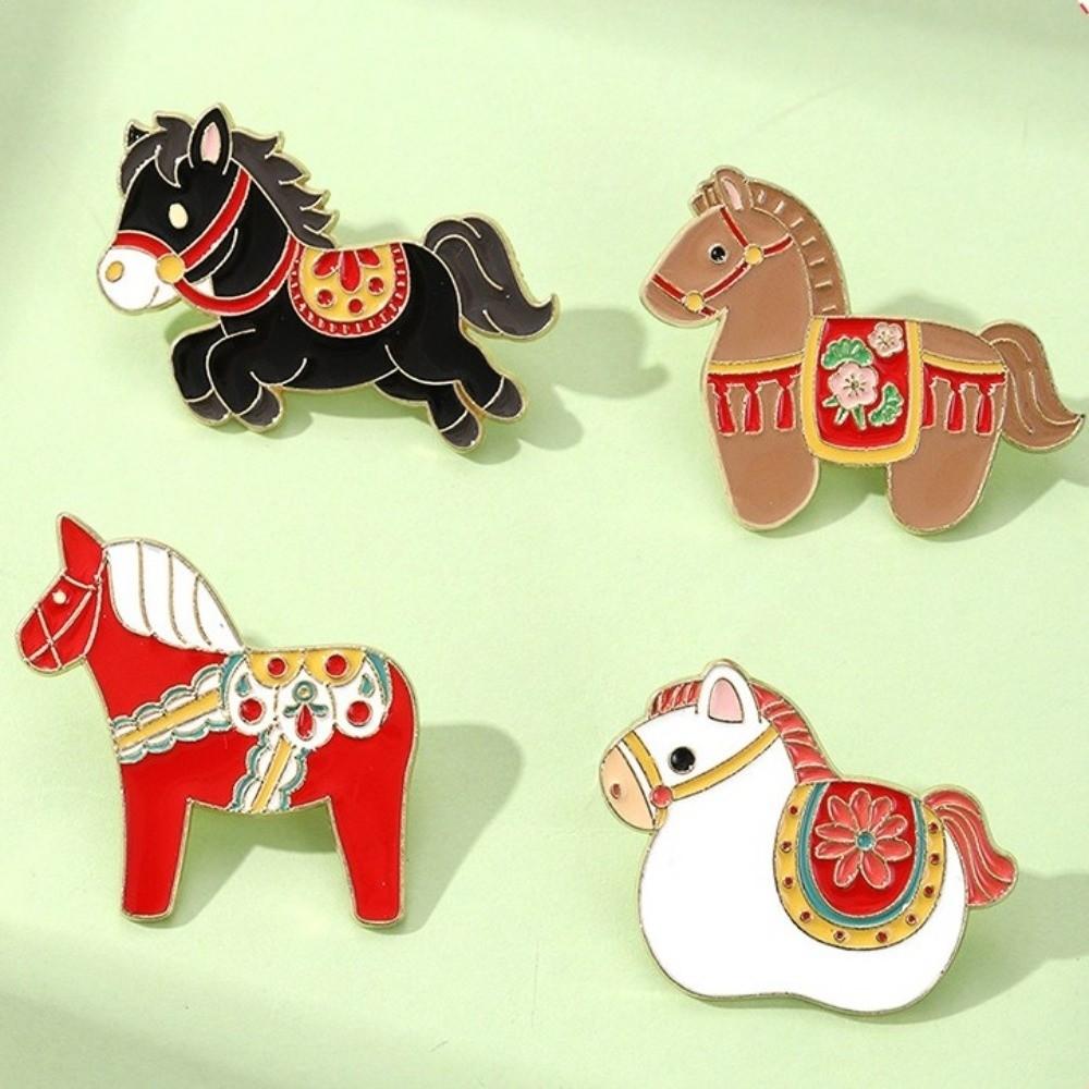 Creative Cute Cartoon Horse Brooches Elegant Alloy Enamel Pin Funny Badges Jewelry Gifts