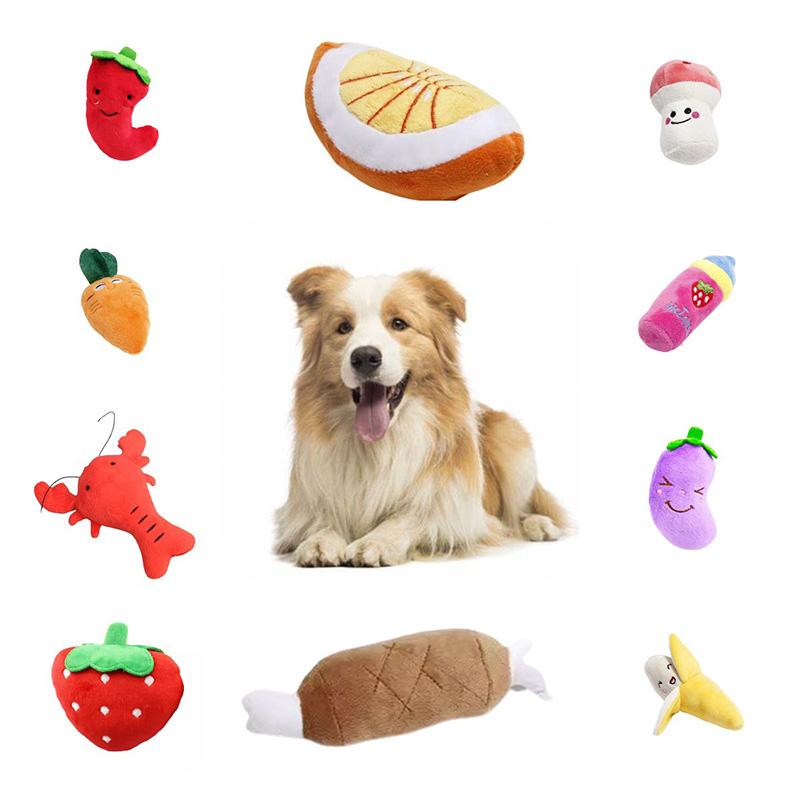 Food Dog Simulation Sound Plush Toy Pet Accessories Teeth Grinding Play Gift