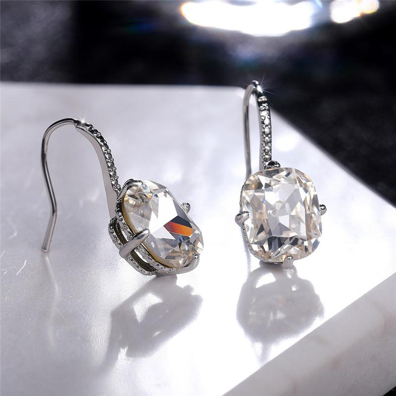 Classic  Sterling  Drop Earrings for Women Big AAA CZ Stone Gorgeous Female Party Jewelry Anniversary Gift