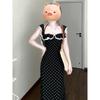 New Square Neck Lace Ruffle Edge Polka Dot Dress Children's New Summer Backless Waist Dress