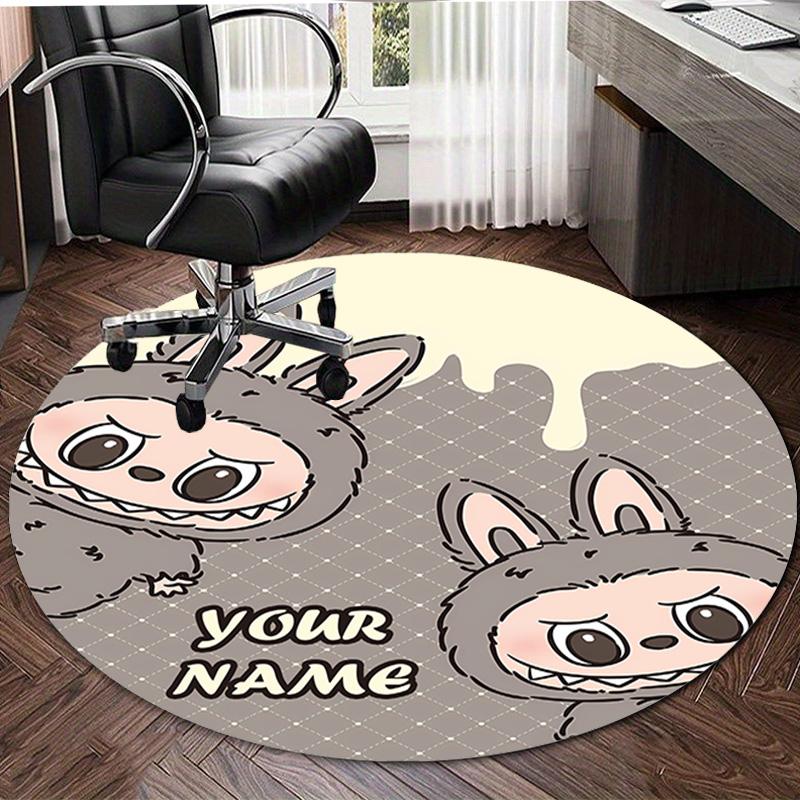 Personalized L-Labubu Round Chair Office Rug - Perfect for Mat, Office Chair & More - Ideal Gift for Birthdays and Holidays
