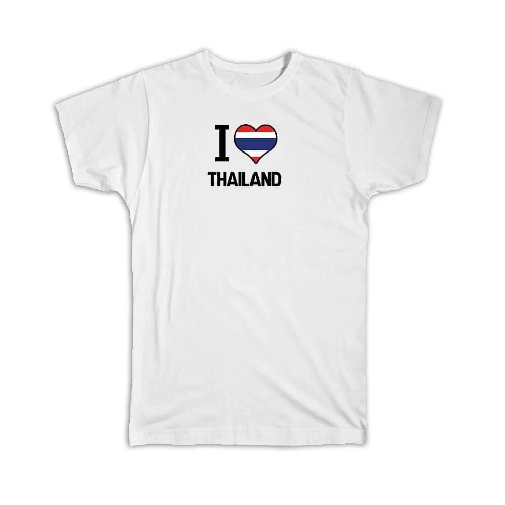 Gift T-Shirt : I Love Thailand Flag Heart Country Crest Thai Expat XL