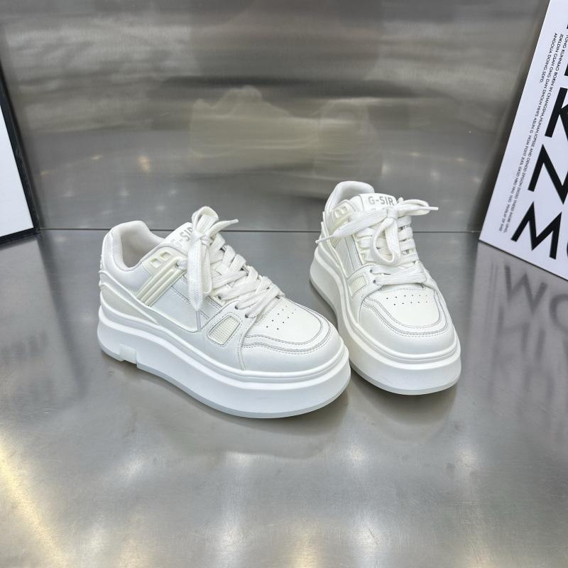 

Модные маленькие белые туфли женские 2025 весна новые туфли на платформе повседневные с увеличением роста универсальные легкие туфли на шнуровке туфли для скейтборда туфли-маффины 40 белый