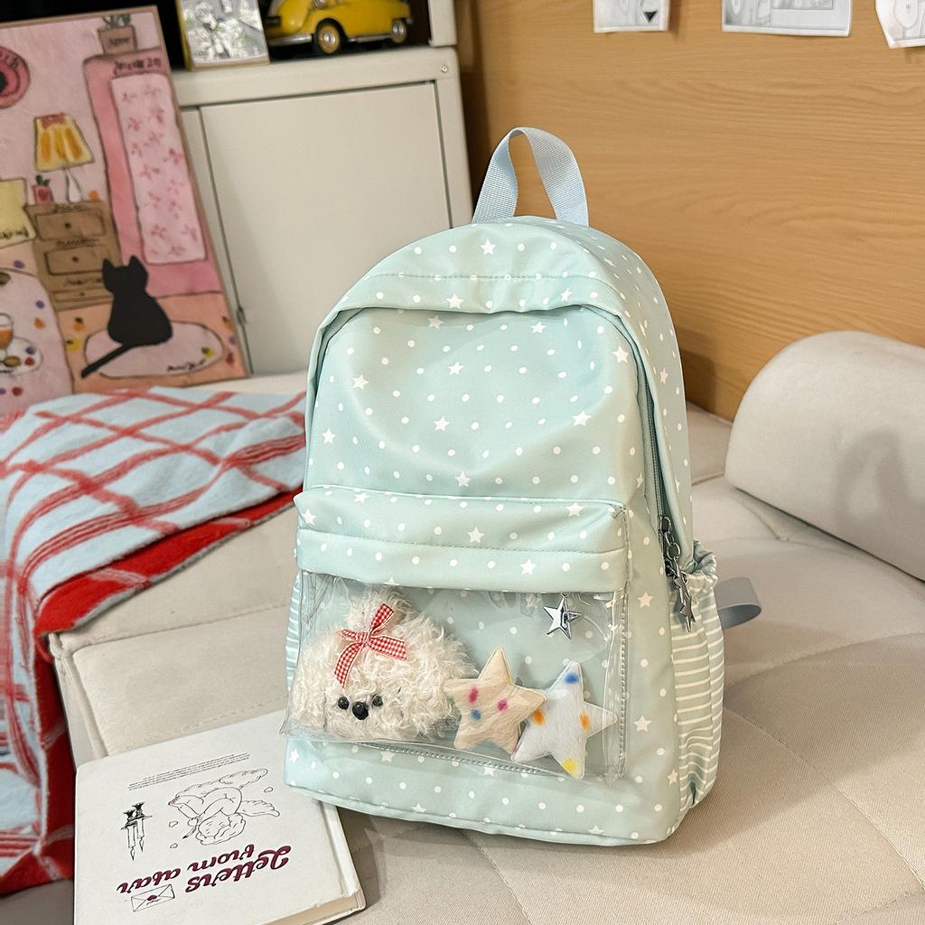 Schoolbag Korean version ins storm point backpack female simple small fresh cute pain bag large capacity junior high school student schoolbag