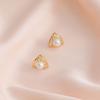 Geometric Triangle Stud Earrings with Pearl Accent and Embedded Crystals Lightweight Vintage Style Fashion Jewelry for Women
