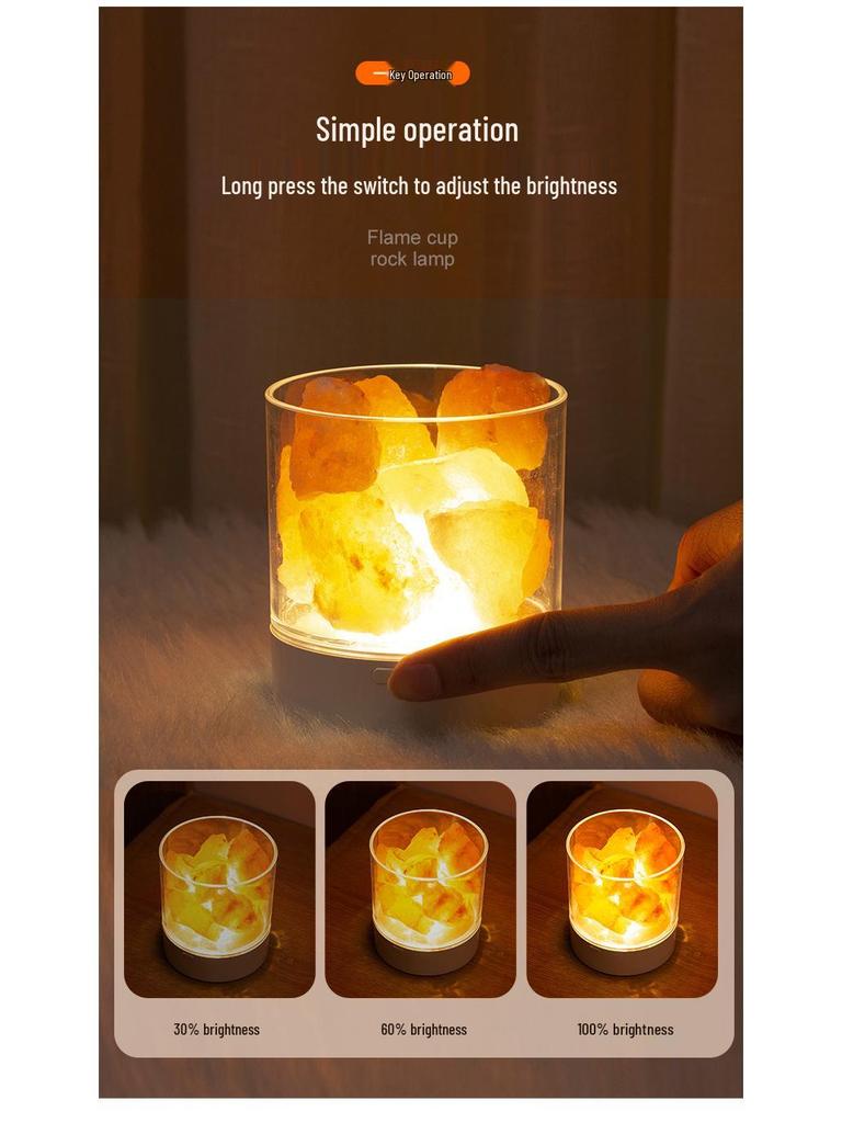 Nordic Himalayan Salt Lamp: USB-Powered Warm Bedside Night Light and Romantic Gift