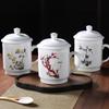 Blue & White Porcelain Tea Infuser Mug: Large-Capacity Bone China Cup with Lid