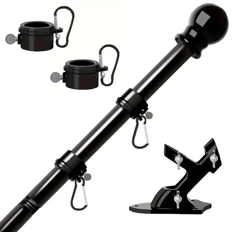 1.8m Rotating Stainless Steel Flagpole, 5-Section, Anti-Tangle, Wall-Mountable, Outdoor Use