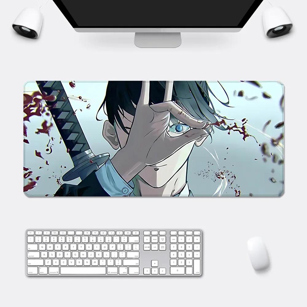 Anime Chainsaw Man Mauspade HD-Druck Computer-Gamer Verriegelungskante Rutschfestes Mauspade XXLxcm Tastatur PC Schreibtischunterlage