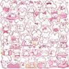 50 Cartoon Pink Rabbit Doodle Stickers Decorate Guitar Notebook Suitcase DIY Waterproof