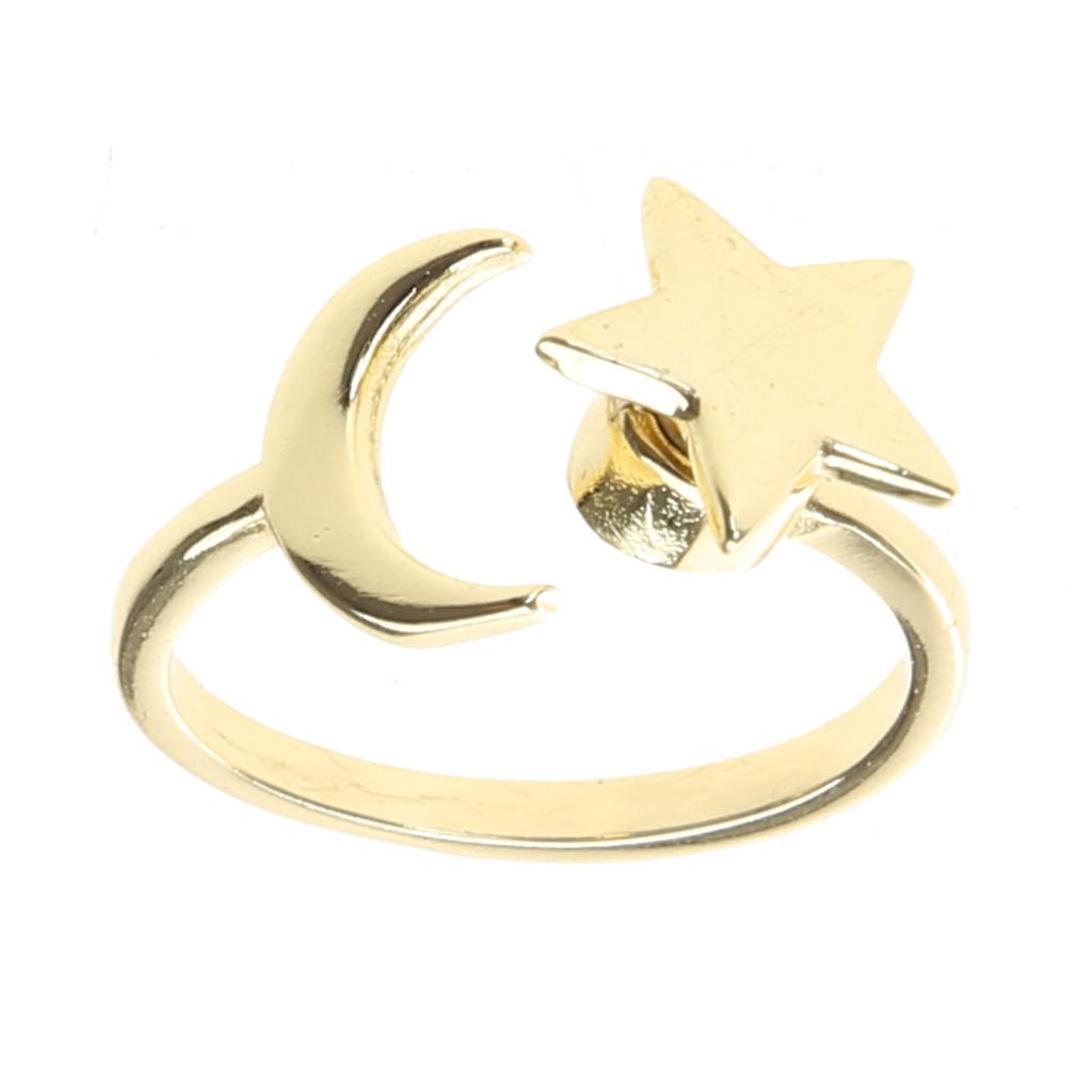Gold Silver Korean Fashion Personality Jewelry Creative Running Bead Ring Star Moon Spinning Ring Women's Simple Rin