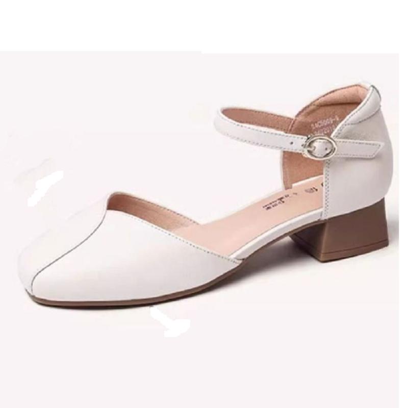 women fashion sweet beige buckle strap high quality office pumps lady casual brown spring summer heel shoes ab643