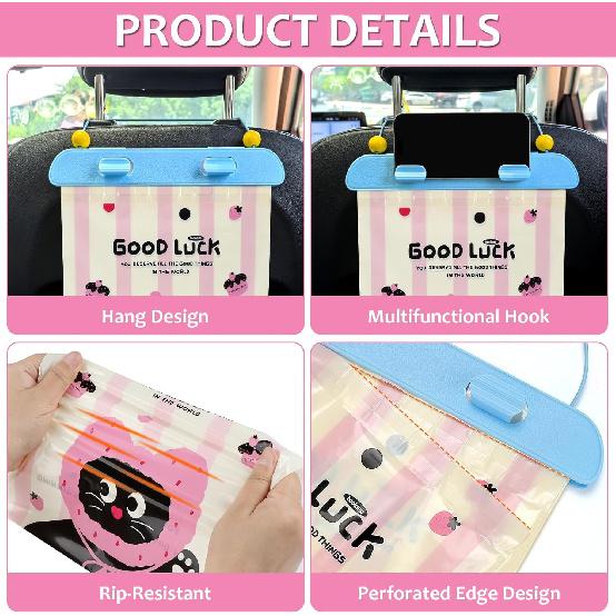 Accmor Disposable Car Trash Bag, 20 Pcs Car Garbage Bag Hanging Vehicle Trash Can Auto Rubbish Pouch Dustbin Bags Garbage Container Car Accessories,