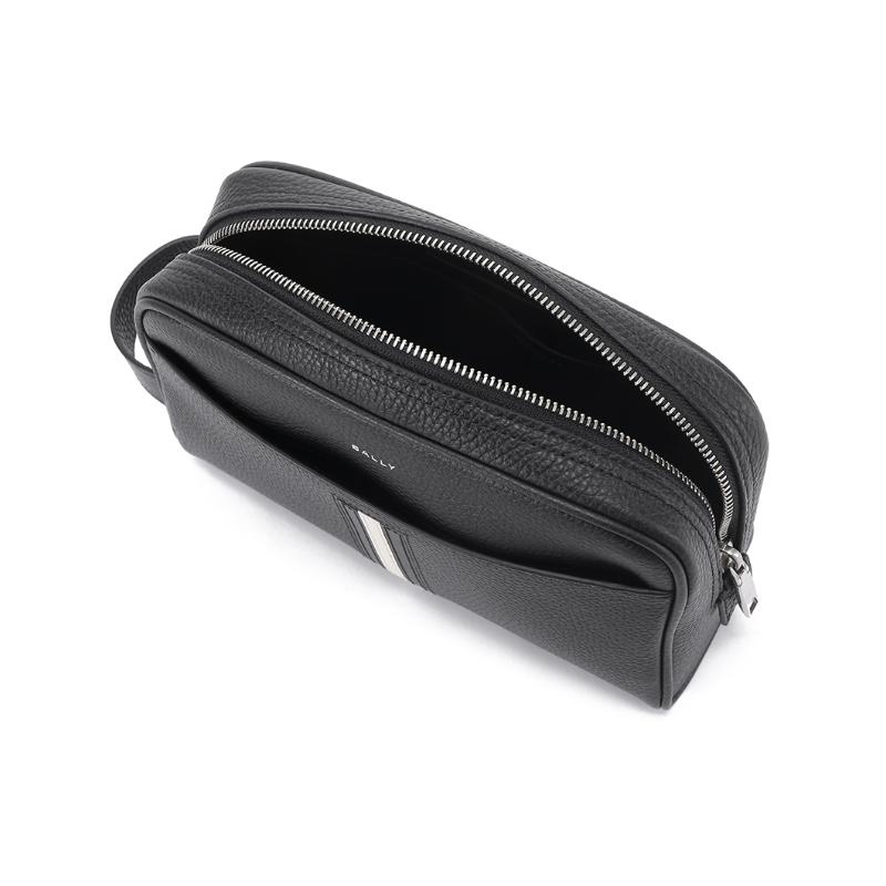 Bally Classic Black And White Striped Travel Storage Leather Toiletry And Makeup Bag Men Bags 6305026