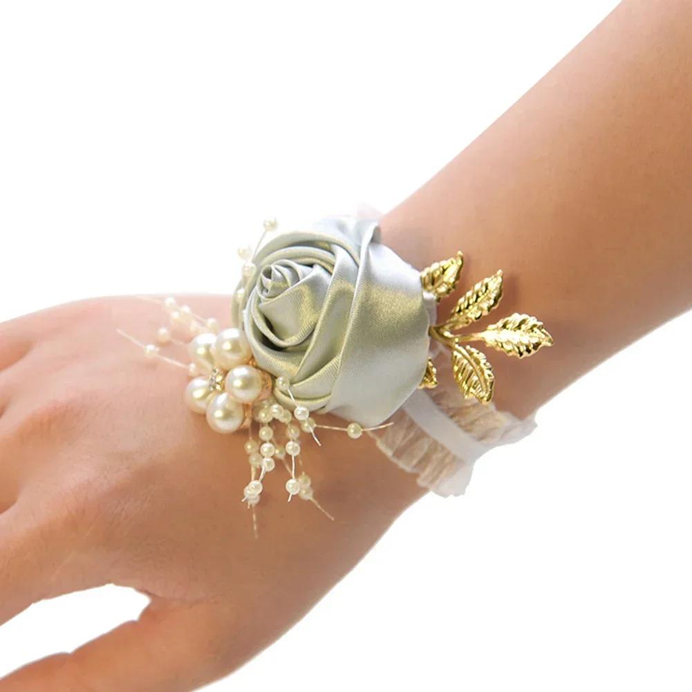 Wedding Flowers Wrist Flowers Garlands Wedding Supplies Dark Pink Light Grey Light Pink Pink Rose 7*7cm Champagne