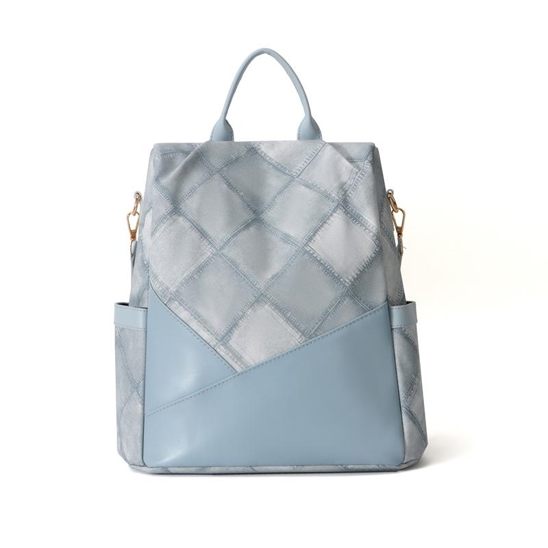 Ромбовидный женский мягкий кожаный рюкзак с большой вместимостью — фото 8