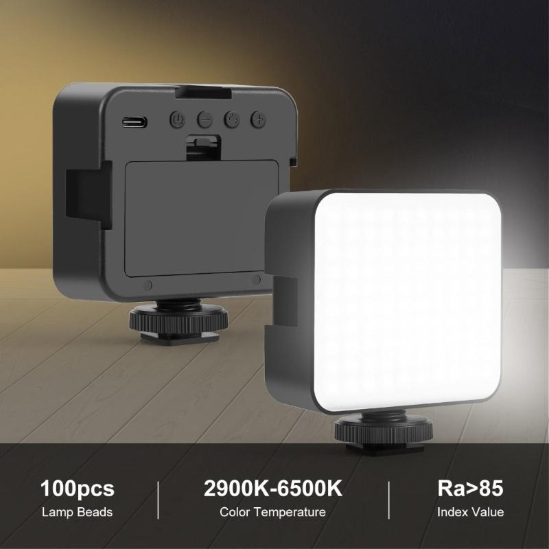 100 LED Mini Portable Photography Light 2900 6500K Adjustable Brightness 240LM USB C/2A Battery Power For Macro Video