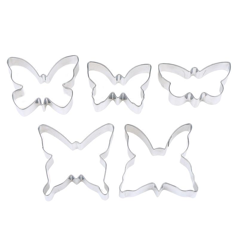 Set 5 Bucăți/Set Oțel Inoxidabil Matrițe pentru Biscuiți Set Decupator Fursecuri Fluture Unealtă DIY pentru Decorat Torturi Matriță pentru Prăjituri cu Ciocolată Gustări de Copt