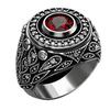 New Men's Silver Ring with Ruby and Diamond Accents