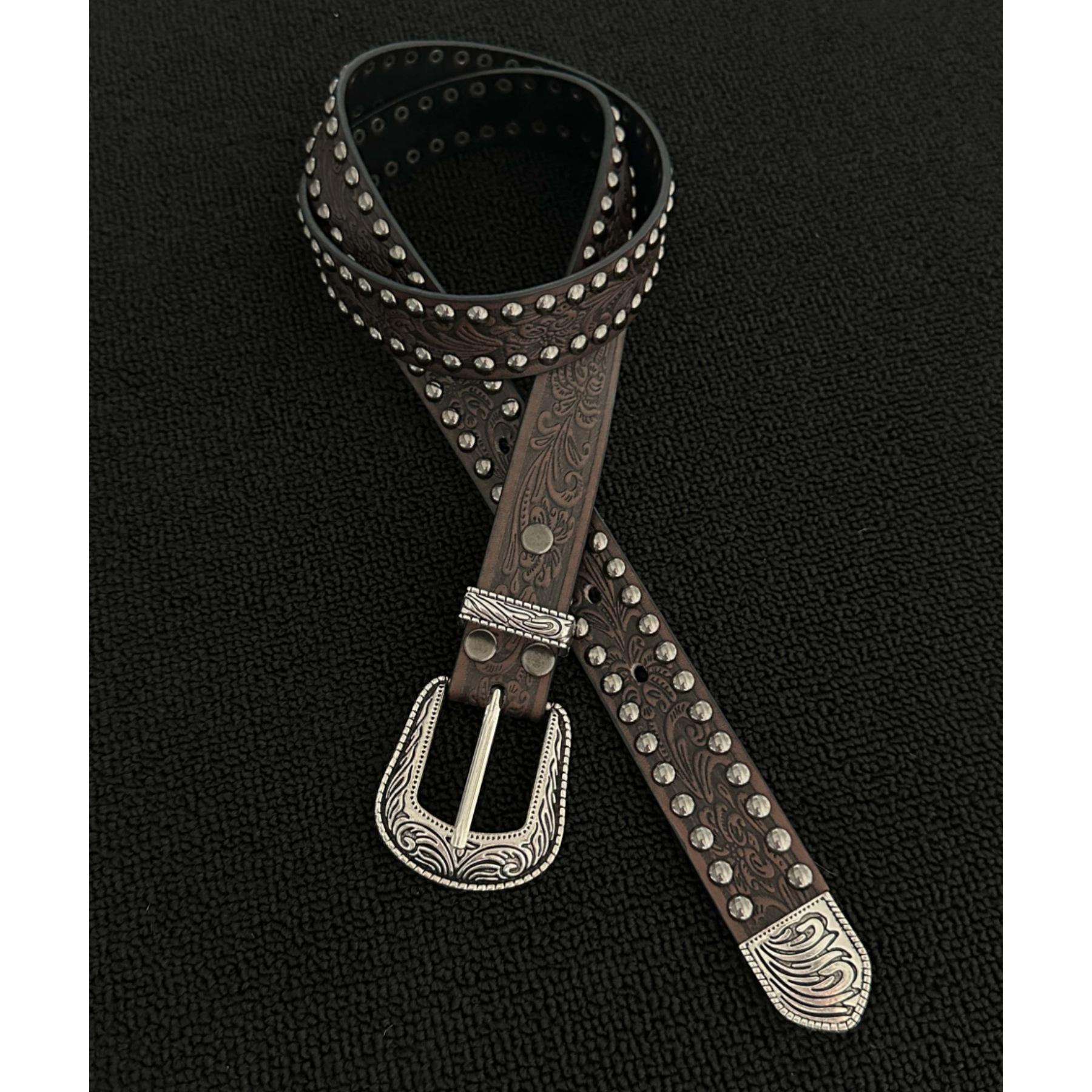 Ainworth Baroque Original Carved Rivet Brown Belt Texture Cleanfit Retro Personalized Belt