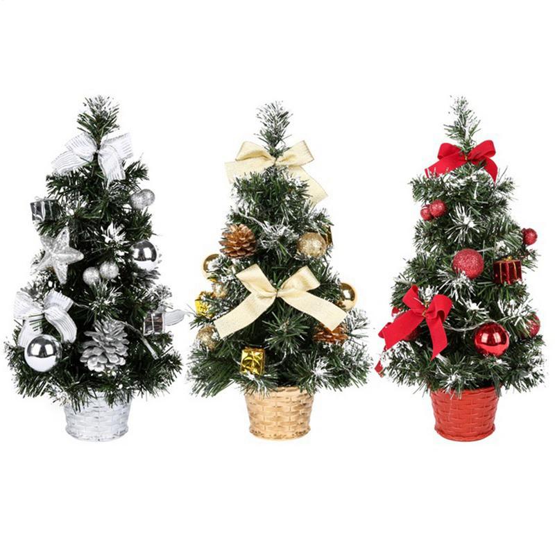 40cm Artificial Christmas Tree Table Ornament with LED Light Balls Christmas Decoration for Home New Year Gift Mini