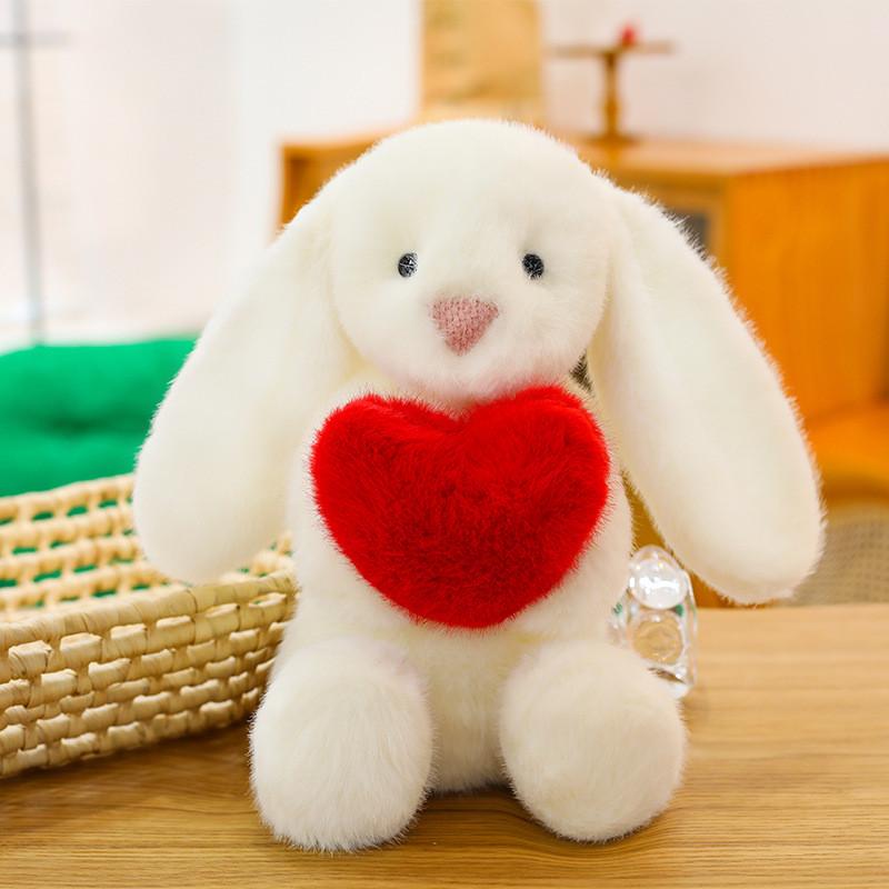 Plush Bunny Doll With Heart Embroidery For Girls And Kids Gift