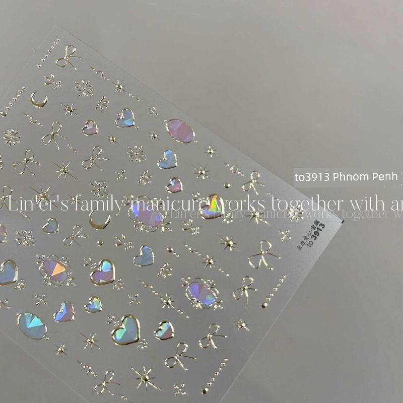 

Lin Er To3913 Silver Edge Fritillary Laser Nail Sticker to3913 Phnom Penh Heart/1