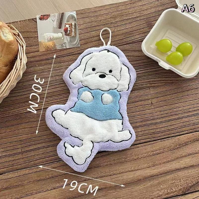 

Cartoon Cats Dog Bathroom Hand Cloth Absorbent Hand Cloth Hanging Towels Soft Quick Drying For Kitchen And Bathroom Household