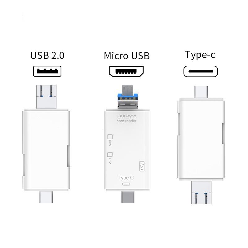 6 In 1 SD USB Type C Card Reader USB 2.0 TF/Mirco SD Smart Memory OTG Flash Drive Cardreader Adapter