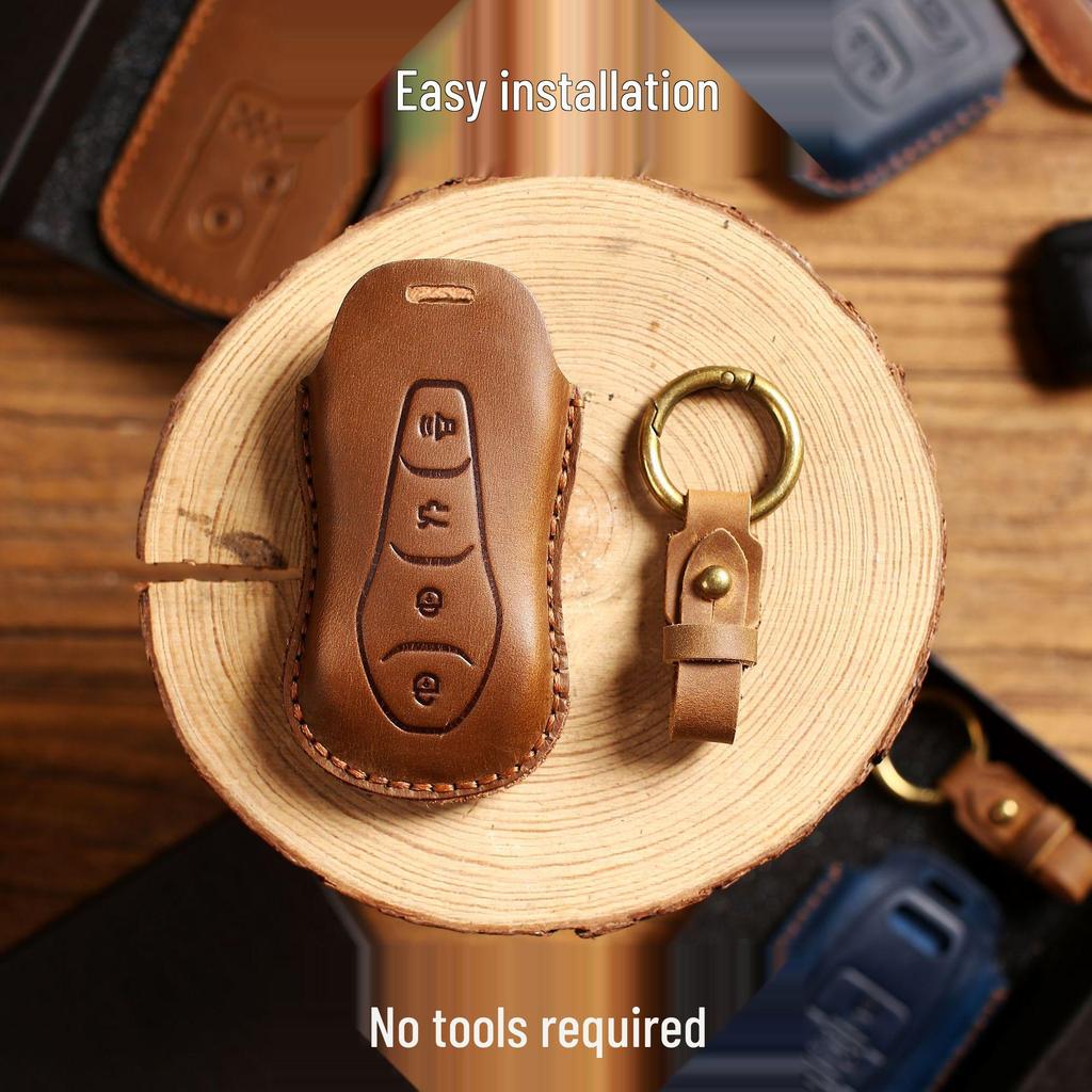 Geely Key Case: Handmade Top Layer Cowhide Leather Key Protector