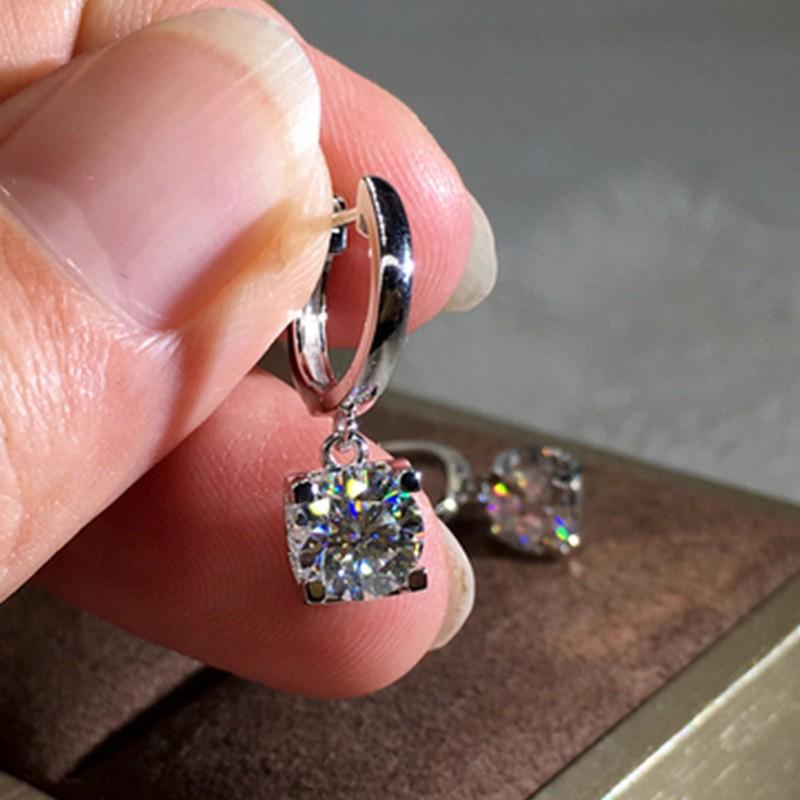 IOGOU D Moissanite 5mm Earrings 925 Silver Original Certified Moissanite Hoop Drop Dangle Earrings Huggie for Women