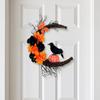 Cross-Border Halloween Decor: Crow with Withered Branch and Moon Wreath for Yard, Window, or Door