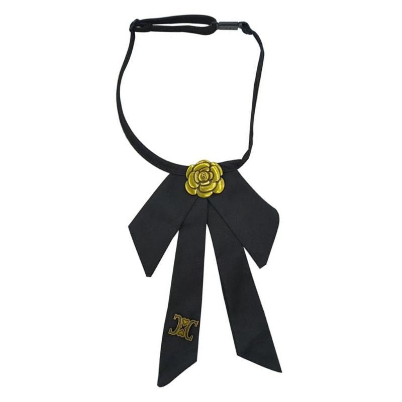 

Elegant Flower Design Bowtie Quick Fastening Adjustable Long Necktie For Women Teens Office Event and Daily Outfit 1